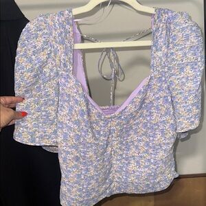 ASTR The Label Puff Sleeve Textured Crop Top